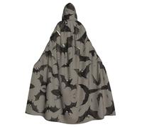 Bata de mago con capucha para adultos, diseño de murciélagos de Halloween, color gris, para fiesta de Halloween, disfraz de cosplay