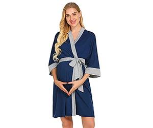 Bata de mañana para el embarazo: bata de baño para embarazadas - bata de baño suave para lactancia/camisón para amamantar/camisón de noche/camisón de maternidad/camisón para embarazadas con cinturón