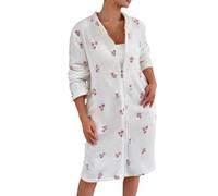 Bata de Mujer Invierno - Bata de Baño Suave con Botones para Invierno Ropa de Estar Cálida (White L)