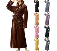 Bata de mujer larga y esponjosa, albornoz de algodón para mujer, ropa cómoda de invierno, albornoz para sauna, albornoz de felpa, bata de dormir con bolsillos, con cinturón, kimono sin capucha, marine