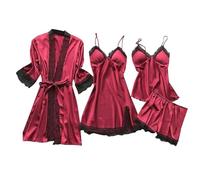 Bata de noche de encaje para mujer,Conjunto de pijamas de encaje - Juego de 4 vestidos de noche para belleza sexy - Pijamas para niñas con dije para aniversario, Navidad, accesorios de fotografía, día