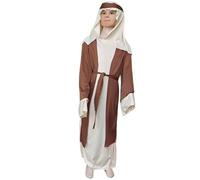 Bata de pastor con pañuelo para la cabeza, disfraz de temática religiosa bíblica, talla M, 41.7 pulgadas de largo, traje de poliéster con cinturón para la cintura, para juego de rol de figuras