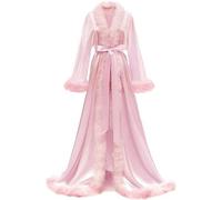 Bata De Satén Para Mujer, Camisón, Albornoz, Ropa De Dormir, Bata Nupcial Con Cinturón,mi,3XL