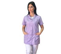 Bata de trabajo para mujer para maestra de guardería, preescolar, varios uniformes personalizados con nombre para empresas de limpieza de alimentos, carnicería, Lila., M