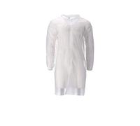 Bata de visita CMT pp no tejida, blanca, xx-grande, peso ligero, botones de presión, 1/bolsillo, 100pcs/caja