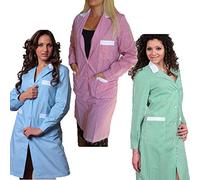 Bata escolar de rayas de manga larga para maestra, de algodón, verde, XXL