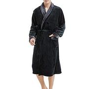 Bata Hombre Invierno Camisón Larga Hombres Rebajas Albornoz De Forro Polar Suave Ligera Manga Larga Albornoz Hombre con Bolsillo Suelto Bata Hombre Casa con Correas para SPA Vacaciones y Casual