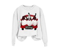 Bata Invierno Mujer,Jersey de Navidad Mujer,Ladies Autumn Winter Warm Christmas Cute Printed Pullover Sweatshirt No Hoodie Sudadera Talla Grande Mujers,White, S
