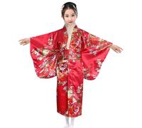 Bata kimono de cosplay de Helloween 2025 para niños y niñas, kimono yukata, anime, cosplay, bata de seda para niñas, rosso, 6-7 años