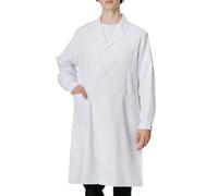 Bata Laboratorio Hombre Mujer Blanca Bata Medico Algodón Poliéster Bata Blanca Manga Larga Bata Laboratorio Disfraz Doctora para Estudiantes Escuela Laboratorio de Ciencia Enfermera Cosplay