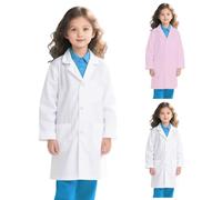 Bata Laboratorio Niño Niña,Blanca Algodón Bata de Laboratorio Física Quimica Niña,Niño Manga Larga Disfraz Cientifico Batas Con 3 Poche Cientifica Enfermera Doctor para Estudiant Cosplay 3-12 años