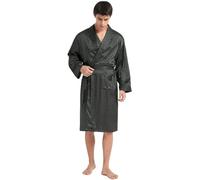 Bata larga de seda de morera para hombre, 100 % seda de morera, con estampado de cachemira, bata de baño de seda pesada de 19 momme, Óvalos verdes Gordons, Large
