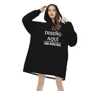 Bata Manta Polar Mujer Personalizado Sudadera Manta Hombre Personalizada con Capucha Diseña tu Logo, Foto o Texto, Hoodie Sudadera Talla Única, Regalos Navidad Cumpleaños para Parejas Amigos Familia