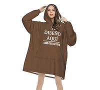 Bata Manta Polar Mujer Personalizado Sudadera Manta Hombre Personalizada con Capucha Diseña tu Logo, Foto o Texto, Hoodie Sudadera Talla Única, Regalos Navidad Cumpleaños para Parejas Amigos Familia