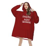 Bata Manta Polar Mujer Personalizado Sudadera Manta Hombre Personalizada con Capucha Diseña tu Logo, Foto o Texto, Hoodie Sudadera Talla Única, Regalos Navidad Cumpleaños para Parejas Amigos Familia