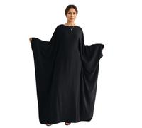 Bata musulmana para mujer, suave, crepé, mariposa, murciélago, Abaya, Dubai, lujoso, islam, musulmán, caftán, vestido modesto, Negro, M