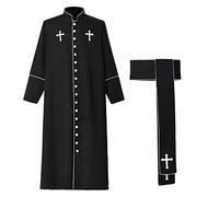 Bata para hombre, clero, romana, púlpito, sacerdote anglicano, obispo, pastor, iglesia, vestiduras, Negro, S