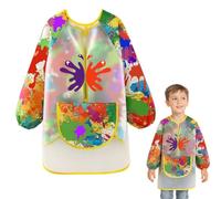 Bata Pintura Niños, 1 Pieza Grafitis Delantal Infantil, Ajustable Impermeable Apron Escolar Mangas Largas con Bolsillos, Mandilon School Años para Manualidades, Comer, Cocinar y Dibujar