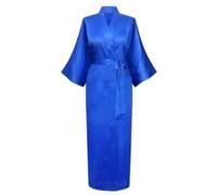 Bata seda mujer Bata de baño sexy extra larga for mujer, bata satén sedoso, informal alargada y encantadora for, manga for el hogar Bata novia boda(Royal Blue,XL)