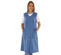 Bata sin mangas para mujer, delantal de cocina, delantal con botones, color liso, azul, 46