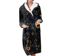 Bata térmica con capucha para mujer, talla grande, extra gruesa, larga para invierno, bata de baño suave, ropa de dormir para casa, bata de noche, bata de noche de talla grande, camisón para después