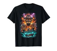 Batalla de Barco Pirata en diseño de mar tormentoso Camiseta