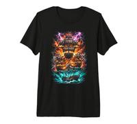 Batalla de Barco Pirata en diseño de mar tormentoso Camiseta Premium
