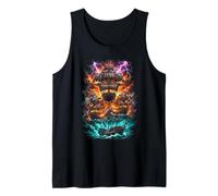 Batalla de Barco Pirata en diseño de mar tormentoso Camiseta sin Mangas