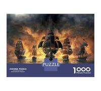 Batalla de Barcos Piratas 1000 Piezas Puzzle para Adultos Puzzle De Cartón Reciclado - Favorito De Las Familias, Fiesta O Descanso De Oficina, Chulo 70x50cm/1000pcs