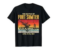 Batalla de Fort Sumter Guerra Civil Abril 1861 Cronología de la Historia Camiseta gráfica económica, Hombre, Negro, XL