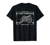 Batalla de Fort Sumter Guerra Civil Abril 1861 Cronología de la Historia Camiseta gráfica económica, Hombre, Negro, L