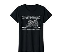 Batalla de Fort Sumter Guerra Civil Abril 1861 Cronología de la Historia Camiseta gráfica económica, Mujer, Negro, M