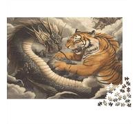 Batalla mitos Puzzles 1000 Piezas De Cartón Grueso Dragón y Tigre Rompecabezas Anti Estrés Adultos para Rompecabezas De Ocio Interior como Regalo Original 70x50cm/1000pcs