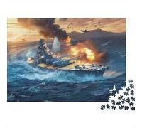 Batalla Naval Buque de Guerra Puzzle de 1000 Piezas Puzzle para Adultos Escena Histórica Set de Puzzle 1000 Piezas 38x26cm/1000pcs