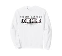 Batallas silenciosas Mente ruidosa TEPT Glitch Diseño Salud Mental Sudadera