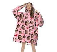 Batamanta Hombre Personalizada con Foto, Sudadera Manta Personalizado con Imagen Texto Nombre, Bata Manta Mujer Invierno Regalo Personalizado Navidad Cumpleaños Halloween para Adultos, Adolescentes