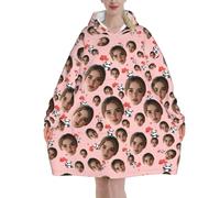 Batamanta Mujer Personalizada Panda Graphics Manta Con Capucha Imprime cualquiera de tus diseños Foto del rostro Sudaderas Personalizado hoodie invierno bata manta tallas grandes regalos originales