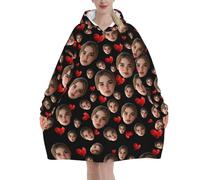 Batamanta Mujer Personalizado Corazón Graphics Imprime cualquiera de tus diseños, Foto del rostro Manta Con Capucha Personalizada Sudaderas hoodie bata manta tallas grandes regalo personalizable