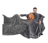 BataManta Mujer Polar Hombre Otoño Invierno, Manta con Mangas y Bolsillos Frontal, Blanket de Tejido Felpa Suave y Acogedor - 170X200CM - Gris Claro
