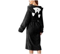 Batas de baño largas para mujer con capucha de forro polar - Batas de baño para mujer largas y esponjosas - Ropa de casa cálida de forro polar para invierno - Batas de baño de toalla - Batas de casa