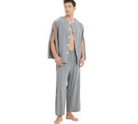 Batas de enfermería for pacientes postrados en cama, batas de hospital fáciles de usar for personas mayores con abertura en la espalda for el cuidado del paciente.(Grey,M)