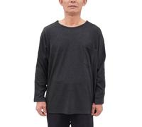 Batas de paciente unisex de manga larga, batas de enfermería posoperatorias de algodón for hombres y mujeres mayores, ropa hospitalaria reutilizable.(Noir,Large)