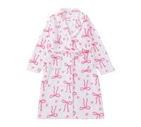 Batas Mujer - Bata de Invierno de Franela Suave Y Cálida para Un Baño de Forro Polar Acogedor con Estampado (White L)