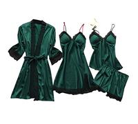 Batas pijamas vestido de noche muñeca bebé encaje ropa interior mujeres ropa de noche conjunto de vestido de seda, Verde militar., XXL
