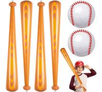 Bate de béisbol inflable para niños, juego de 6 pelotas de playa de béisbol que incluye 4 pelotas de playa de 40 pulgadas y 2 bates de béisbol inflables para fiestas de béisbol, juegos deportivos