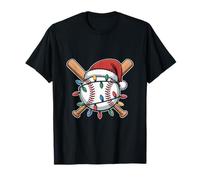 Bate de béisbol y pelota de Papá Noel sombrero de Navidad Camiseta
