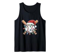 Bate de béisbol y pelota de Papá Noel sombrero de Navidad Camiseta sin Mangas