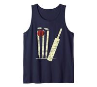 Bate de críquet Bola tocones Bolos de críquet Vintage Camiseta sin Mangas, Hombre, Azul Marino, XL