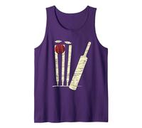 Bate de críquet Bola tocones Bolos de críquet Vintage Camiseta sin Mangas, Hombre, Morado, XL