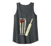 Bate de críquet Bola tocones Bolos de críquet Vintage Camiseta sin Mangas, Mujer, Jaspeado Oscuro, XL